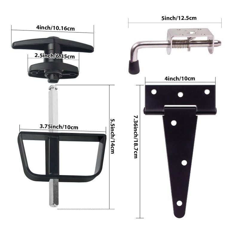 BTEOBFY Shed Door Kit & Hardware Kit - Complete Shed Door Hardware with T-Handle Lock  Heavy-Duty Latches  Hinges - Weatherproof for Sheds  Gates  Playrooms - Image 2